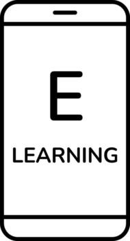Smartphone Icon for Mobile Learning and Study. Line art smartphone with e learning app symbolizing mobile learning digital education online study tools for students teachers professionals vector