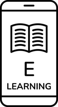 Smartphone Icon for Mobile Learning and Study. Line art smartphone with e learning app symbolizing mobile learning digital education online study tools for students teachers. vector