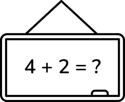 Blackboard with Formula Icon for Math and Study. Line art blackboard with formula icon showing study mathematics science learning and teaching resources for education schools and training platforms. vector