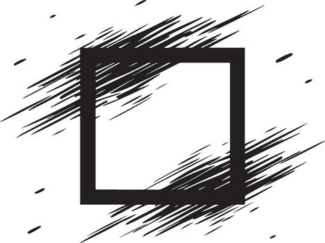 Abstract Black Square Frame with Grunge Brush Strokes Design vector