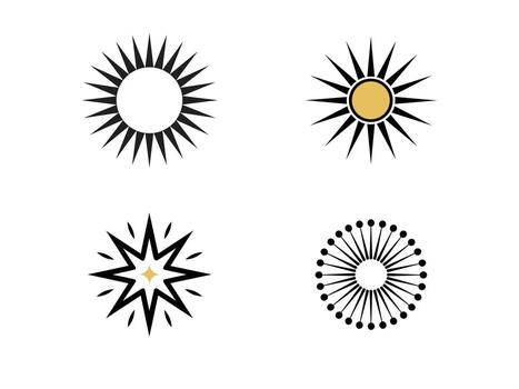 un colección de rayos de sol diseños son mostrado. ellos son aislado en un blanco antecedentes. cada rayos de sol tiene un único estilo, con diferente formas y preparativos de rayos vector
