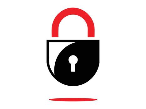 Lock icon silhouette Padlock with red shackle, security and privacy isolated on white background vector