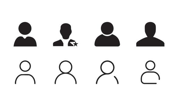 Modern Profile Solid, filled icon set of collaborative User profile icon set with white background vector