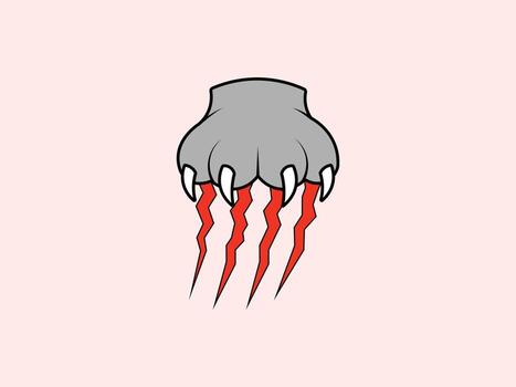 Cat paws with sharp claws illustration. Paws scratch the monitor. Minimalist black and white contour line drawing vector