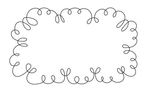 Abstract frame, simple banner with space for text. Spiral, lines, curls. Hand drawn, black and white isolated background. vector