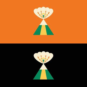 resumen geométrico Arte impresión diseño con flor y triángulo formas en naranja y negro antecedentes vector