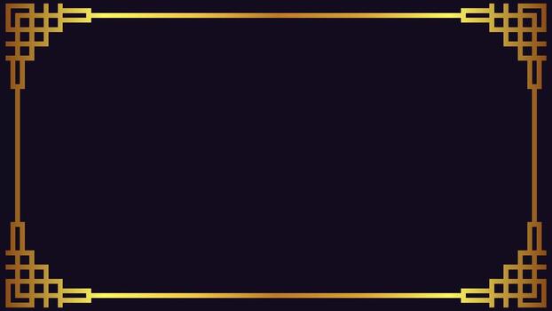 Gold gradient frame border rectangle with geometric decorative corners vector