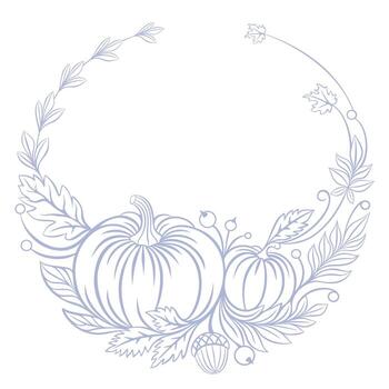 A round autumn pattern consisting of pumpkin leaves and berries. It is solid and suitable for laser cutting. vector