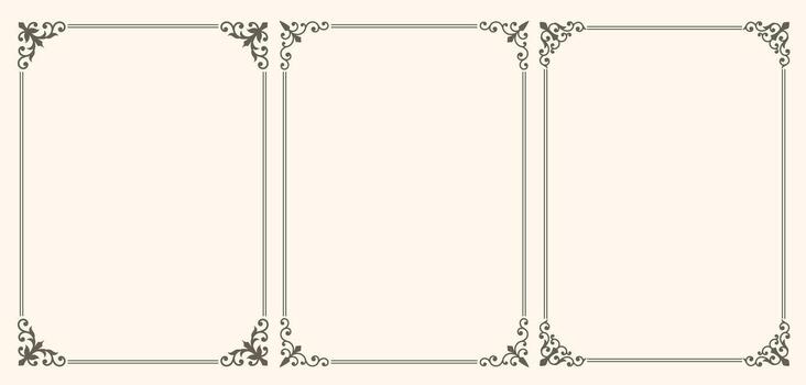 Design elements set, decorative flourish border corner and frame collection vector