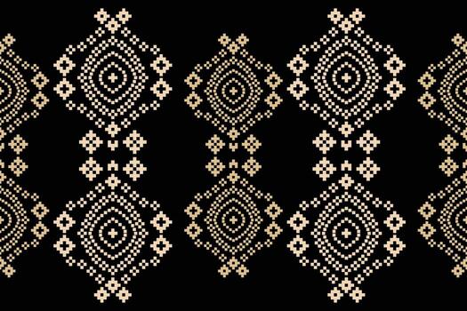 Ethnic pattern with black color background ethnic pattern geometric pixel design. vector