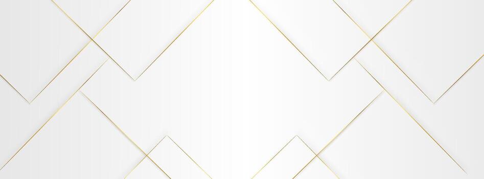 White banner abstract background with soft gold and gray geometric lines, clean and elegant design. vector