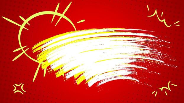 Hand drawn abstract red background with comic elements. Ink brush strokes mess with halftone dots. Design for social media template, cover, photography overlay, web banner. vector