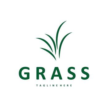 grass logo design simple minimalist concept with line design in the vector