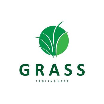 grass logo design simple minimalist concept with line design in the shape of symbol illustration vector
