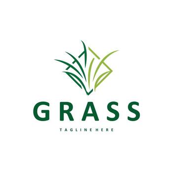 grass logo design simple minimalist concept with line design the shape vector