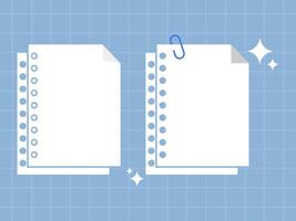 Modern Blank Notebook Pages with Spiral Binding and a Paper Clip Icon for Notes vector