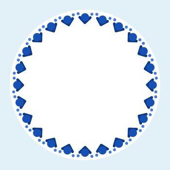 A Symmetrical Circular Border with a Repeating Pattern of Blue Motifs and Dots vector