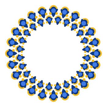 florido azul y oro circulo marco con intrincado geométrico y floral patrones vector