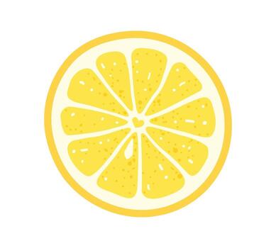 Fresh Lemon circle slice isolated on white background. in flat style vector