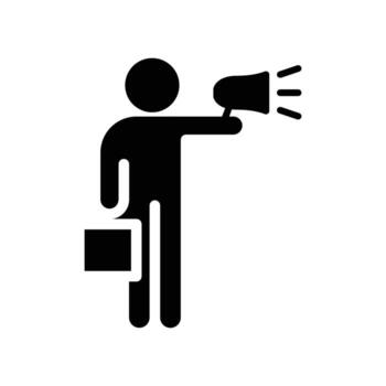 business man with megaphone solid icon design good for web or mobile app vector