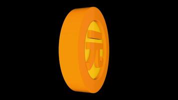 yuan symbool goud munt animatie alpha achtergrond video