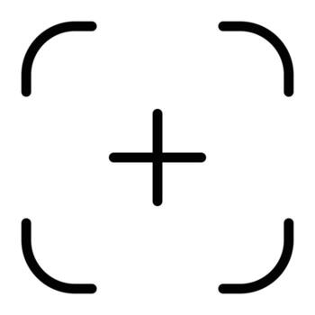 Linear Icons of Camera Viewfinders. Features four rounded corner brackets forming a square, with a crosshair at the center. vector