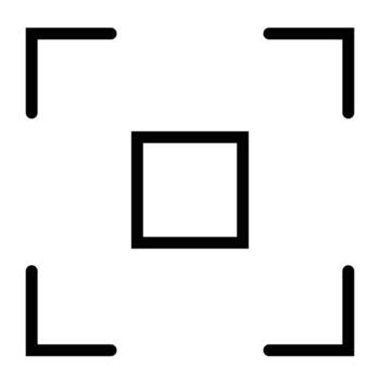 lineal íconos de cámara visores caracteristicas un central cuadrado representando el enfoque automático área, rodeado por cuatro esquina soportes. vector