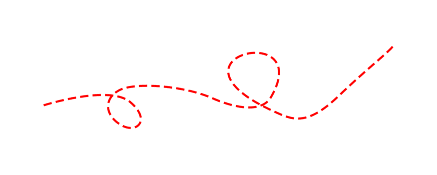 rosso tratteggiata linea disegno, astratto sentiero o viaggio contro un' trasparente sfondo. png
