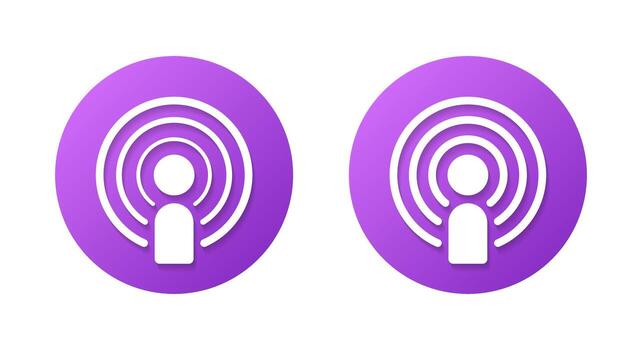 Podcast and broadcasting icon with shadow. Audio streaming symbol vector