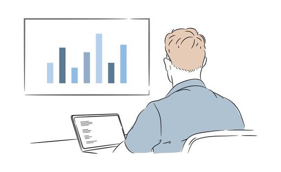 Audience Engaged in Presentation with Bar Graph on Screen vector