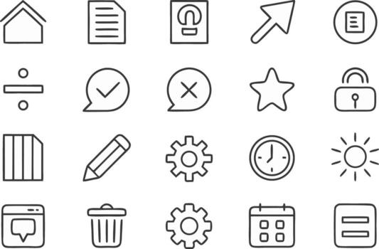 colección de mano dibujado garabatear íconos para usuario interfaz y web diseño elementos vector