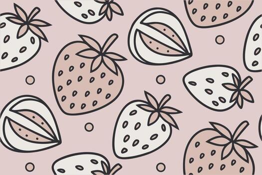 encantador mano dibujado fresa modelo en un suave sonrojo rosado antecedentes vector