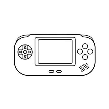 clásico Mano juego consola línea Arte nostálgico retro juego de azar dispositivo ilustración, sencillo diseño, blanco antecedentes vector