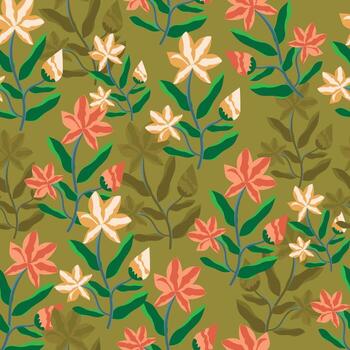 a pattern with flowers on a green background vector