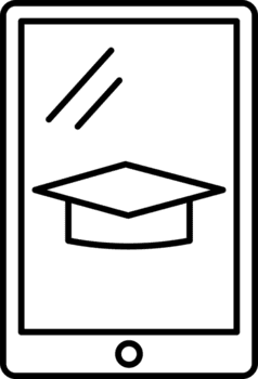 Tablet Icon for E Learning and Digital Study. Line art tablet with book or app screen representing e learning digital study mobile education resources and smart tools. png