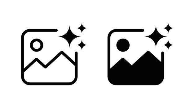 AI photo generate icon. AI image generator tool icon. AI image creation icon. vector