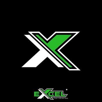 initial X font with cutting modern typography game vector