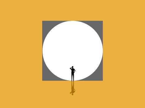 man are confused by new areas, open to new opportunities vector