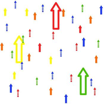 sencillo vistoso flechas antecedentes con concepto de negocio movimienot, cooperación. sin costura flechas modelo ilustración. vector