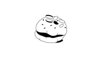 animerad ikon av en klassisk mjuk bulle med en texturerad yta för bageri visas video