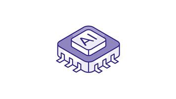 ladda ner detta isometrisk ikon av ai processor, mikroprocessor .. video