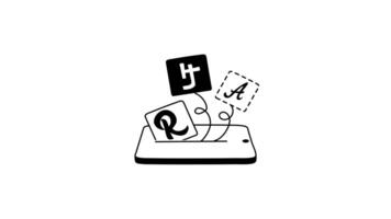 uma simples, Preto e branco gráfico do uma computador portátil exibindo uma Projeto rede layout. video