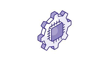 Microprocessor with gear concept icon of automation in modern style.. video