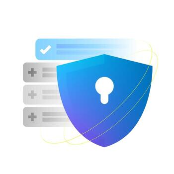 Modern gradient illustration of security checklist with shield. additional protection, enhanced privacy, secure data, extra safety features, and cyber security improvement vector