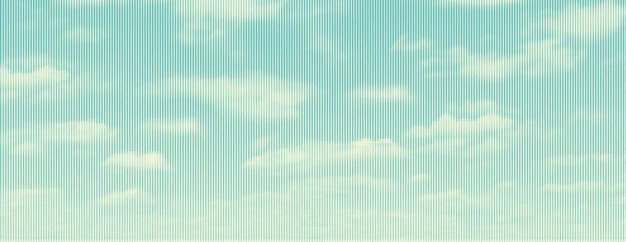 Blue sky with line clouds. Linear halftone retro engrave style abstract background. vector