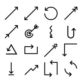 conjunto de minimalista flecha iconos navegación, rotación, y objetivo simbolos vector