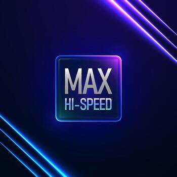Max High Speed processor icon with glowing neon lines vector