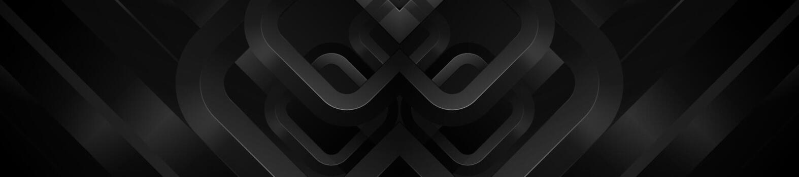 Dark gray abstract background with intertwining rounded geometric shapes vector