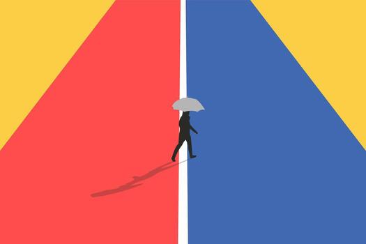 empresario tiene a hacer decisión cuales camino a Vamos para su éxito, negocio equipo o compañero Vamos diferente camino vector