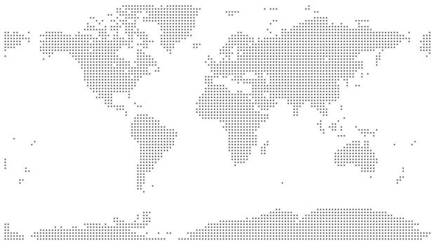 Geographic dot map of the planet earth with a unique dotted pattern. Minimalist design showing all continents and states with tiny dots. vector